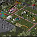 Scenic Amusement Park Featuring Colorful Slides Panda Shaped Rides Green Lawns And Parking Lot