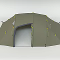 Campsite Featuring Olive Green Tent With Open Entrance And Yellow Accents