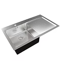 Stainless Steel Single Bowl Kitchen Sink With Flat Edge And Drain Design