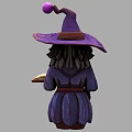 Detailed Handcrafted Wizard Sculpture Carving With Purple Hat Staff And Open Book