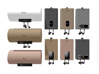 Modern Electric Water Heaters With Various Colors And Stylish Designs For Daily Use 3d model