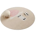 Beige Round Rug With Cute Cartoon Sheep Design For Kids Room Decor