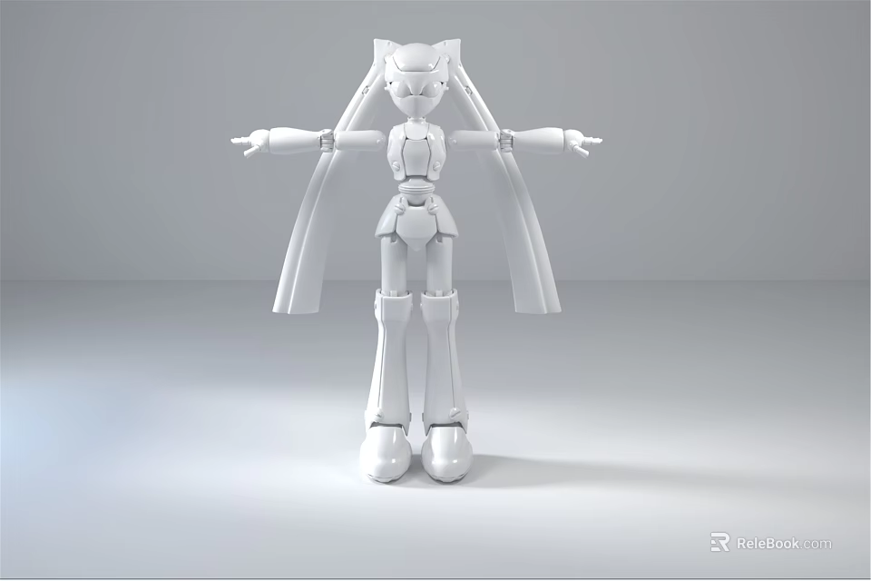 Smart Humanoid Robot With White Mechanical Body And Articulated Limbs Design 3d model 