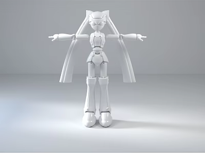 Smart Humanoid Robot With White Mechanical Body And Articulated Limbs Design 3d model