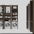 Modern Bathroom Cabinet Racks With Ample Storage Space And Functional Shelves Design 3d model