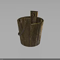 Rustic Wooden Bucket with Rope Handles as Daily Household Living Supplies