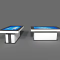 Public Facility Interactive Touchscreen Tables With White Frame And Blue Displays 3d model