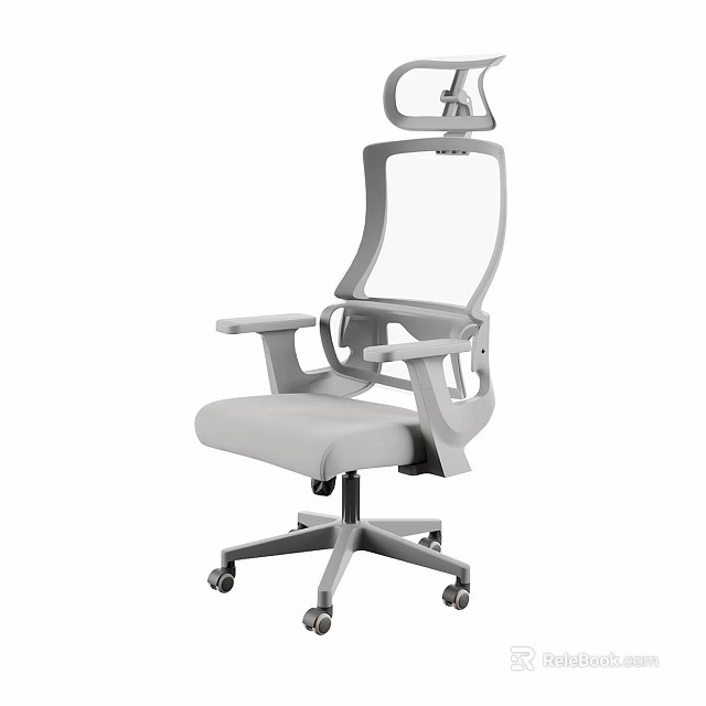 Modern Ergonomic Office Chair With High Backrest Headrest Adjustable Arms And Swivel Wheels 3d model 
