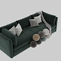 Modern Comfortable Sofa With Beige Brown Upholstery Accent Cushions Gray Throws And Color Sample Balls