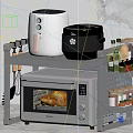 Kitchen Countertop Storage Rack Holding Oven Appliances And Spices