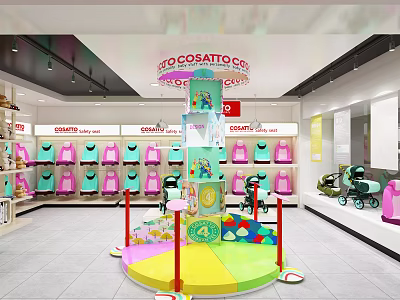 COSATTO Kids Store with Child Seats Strollers and Colorful Play Area in Bright Interior 3d model