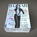 Stack of BAZAAR Magazines with Fashion Beauty Style Trends on Model Cover