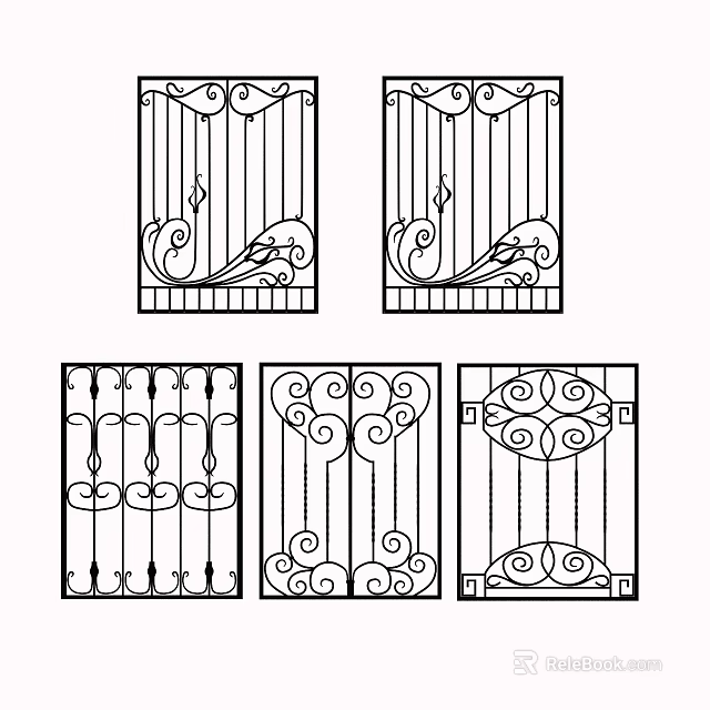 Ornate Iron Fence Designs Showcasing Decorative Scroll And Curly Patterns 3d model
