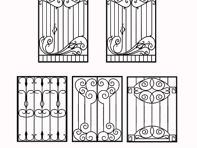 Ornate Iron Fence Designs Showcasing Decorative Scroll And Curly Patterns 3d model