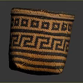 Stylish Woven Storage Basket with Orange and Black Geometric Pattern Design