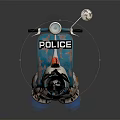 Vintage Blue Police Motorcycle With Worn Paint Headlight Rearview Mirror And Black Seat