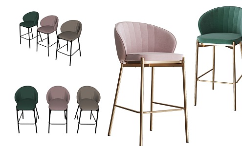 Bar Stool Metal High Bar Stool Fabric Bar Stool European Bar Stool American Bar Stool 3d model