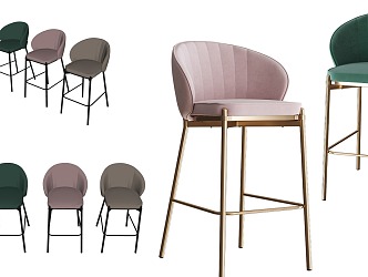 Bar Stool Metal High Bar Stool Fabric Bar Stool European Bar Stool American Bar Stool 3d model