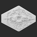 White Hexagonal Carved Decorative Panel with Floral Patterns and Scroll Designs for Interior Decoration 3d model