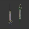 Two Metallic Syringes with Classic Design and Needles as Essential Medical Devices