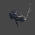 Game Movie Character Blue Deer With Large Antlers And Fantasy Design