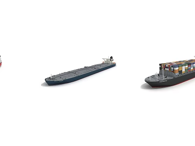 Various Types Of Ships Displayed In White Background 3d model