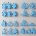 Blue Water Droplet Wall Decor With Creative Shapes And Patterns 3d model