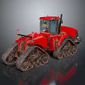 Red Tracked Agricultural Tractor With Muddy Tracks And Operator Cabin 3d model