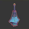 Ornate Glass Perfume Bottle With Blue Enamel And Gold Geometric Accents