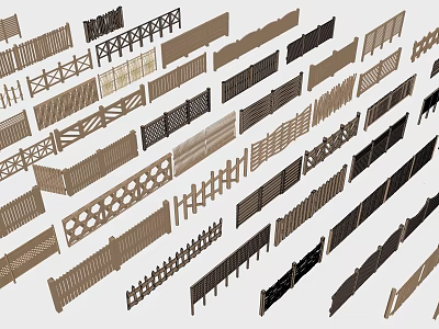Various Fence Designs Including Wooden And Metal Styles For Outdoor Spaces 3d model