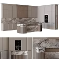 Modern Kitchen Cabinets With Marble Countertops 3d model