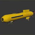 Yellow Underwater Weapon Torpedo With Streamlined Design And Black Tail Components