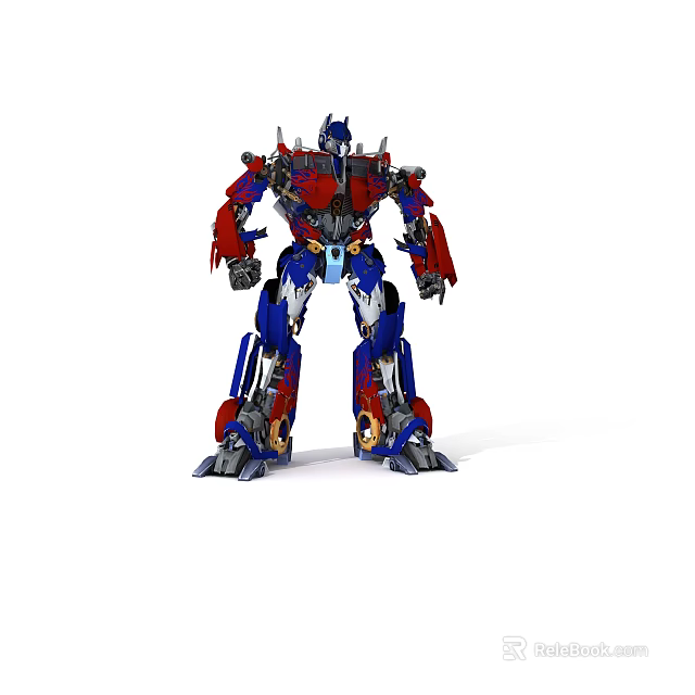 Red And Blue Robot Figure With Detailed Mechanical Structure In Standing Pose 3d model 