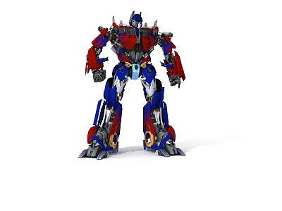 Red And Blue Robot Figure With Detailed Mechanical Structure In Standing Pose 3d model