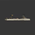 Mechanical Characters And Small Yellow Creatures On White Platform With Structures