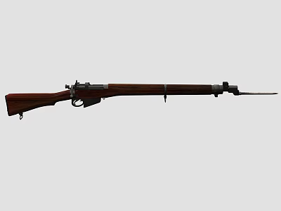 Vintage Rifle with Wooden Stock Metal Barrel and Bayonet Classic Firearm Design 3d model