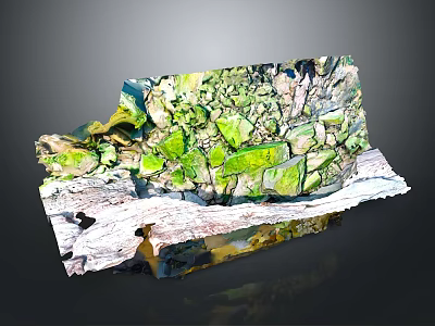 Natural Wooden And Stone Material With Green Textured Surface And Organic Design Elements 3d model