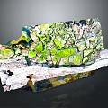 Natural Wooden And Stone Material With Green Textured Surface And Organic Design Elements
