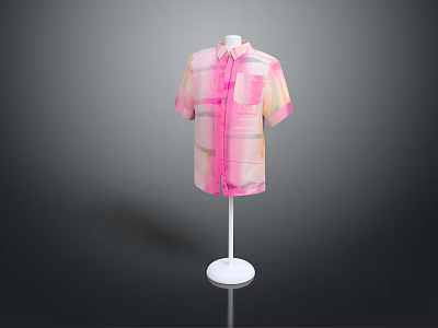 Casual Stylish Short Sleeve Shirt With Pink And Yellow Gradient Pattern 3d model