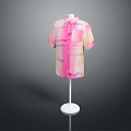 Casual Stylish Short Sleeve Shirt With Pink And Yellow Gradient Pattern