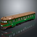 Vintage Green and Brown Train Model With Multiple Windows and Reflective Surface 3d model