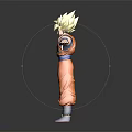 Blonde Haired Anime Character Action Figure In Orange Outfit With Arms Outstretched Pose