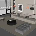 Sofa Coffee Table Combination Multi-person Sofa Coffee Table Single Casual Chair Lazy Sofa Metal Floor Lamp Side Table Jewelry Ornaments 3d model