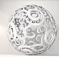 Decorative Metal Hollow Sphere Ornament With Intricate Curly Patterns For Home Decor