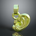 Golden Heart Shaped Pendant With Ear Design Shiny Elegant Jewelry Accessory