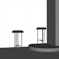 Black Bar Stools With Round Seats And Metal Frames In Modern Minimalist Style