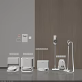 Modern Household Appliances Including Robotic Vacuum Cleaners Garment Steamers And Dryers In Minimalist Room