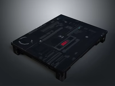 Black Modern Digital Kitchen Scale With Platform Display And Control Knob 3d model