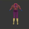 Futuristic Combat Style Fitted Bodysuit With Dark Color And Red Accents