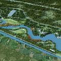 Scenic Park Landscape Featuring Winding River Lush Trees Green Spaces And Pedestrian Paths